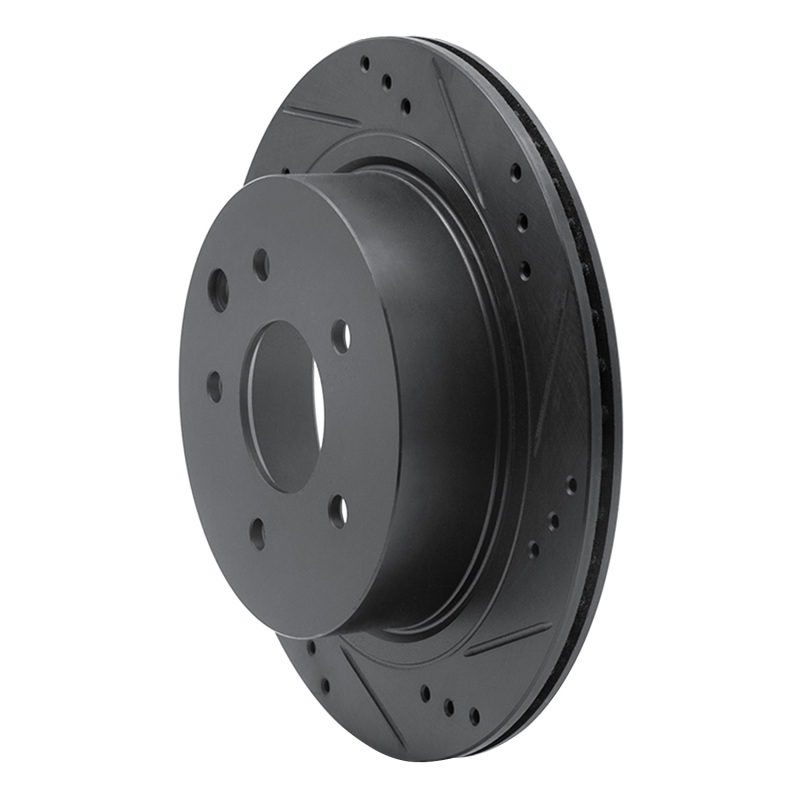 Infiniti Q45 Brake Rotor (1) - Rear Right - R1 Concepts - Drilled & Slotted - Black - `02-`06